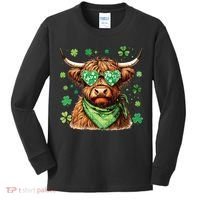 St Patricks Day Highland Cow St Patricks Day Shamrock Women Kids Long Sleeve Shirt thumb 0
