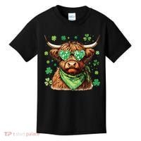 St Patricks Day Highland Cow St Patricks Day Shamrock Women Kids T-Shirt thumb 0
