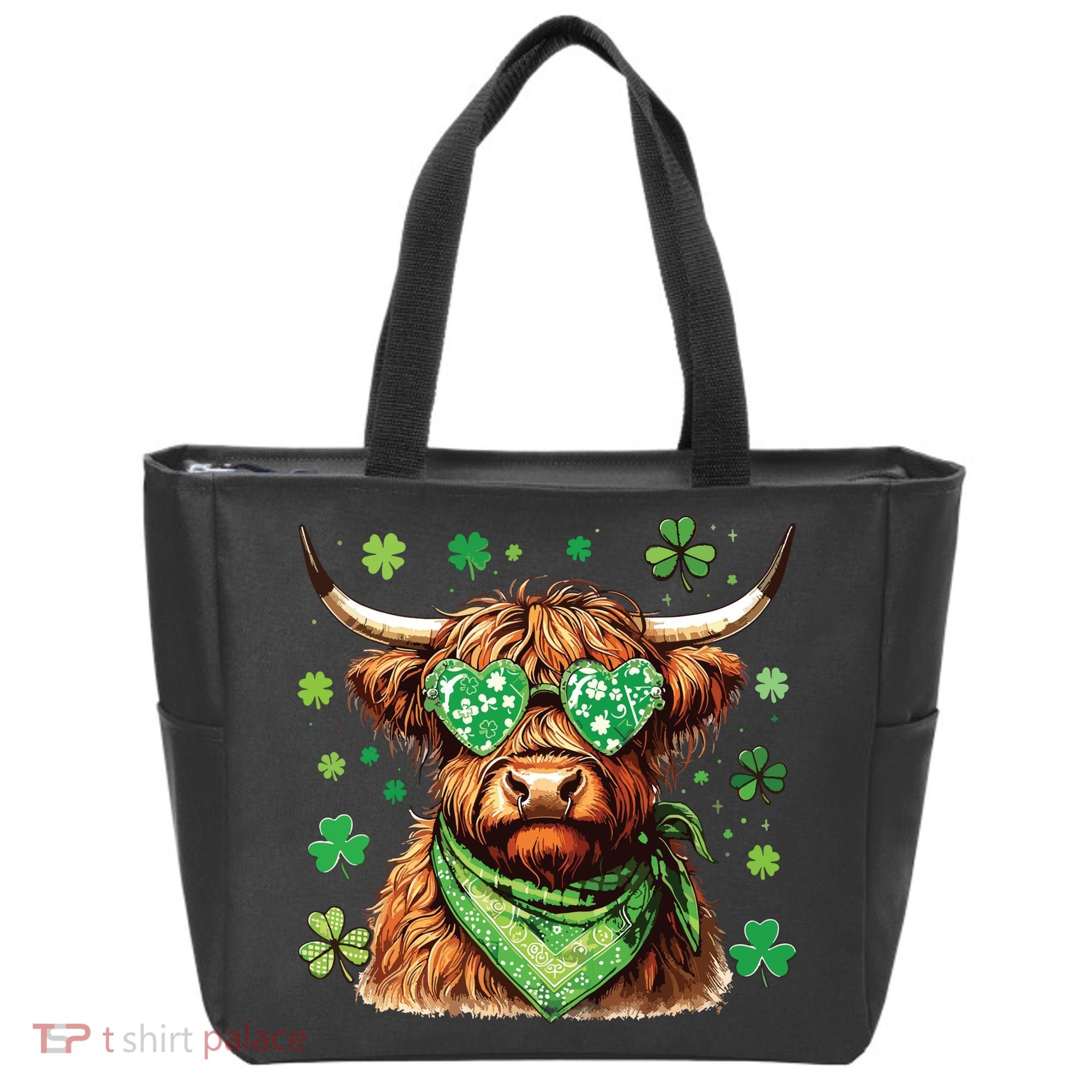 St Patricks Day Highland Cow St Patricks Day Shamrock Women Tote Bag