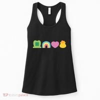 St Patricks Day Lucky Charm Pot Gold Irish Shamrock Rainbow Women's Tank Top thumb 0