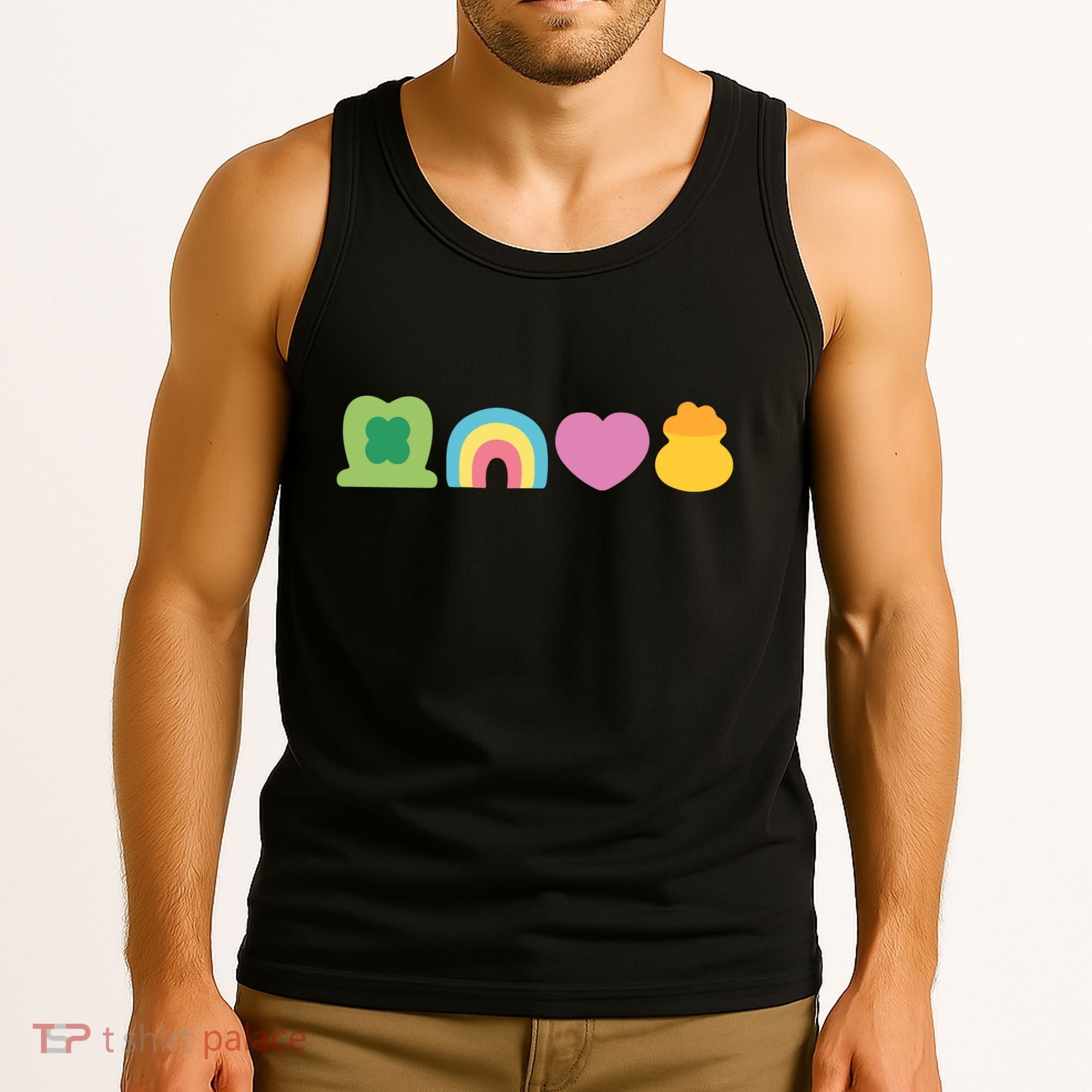 St Patricks Day Lucky Charm Pot Gold Irish Shamrock Rainbow Tank Top