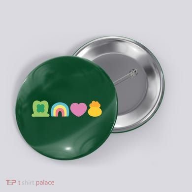 St Patricks Day Lucky Charm Pot Gold Irish Shamrock Rainbow Button