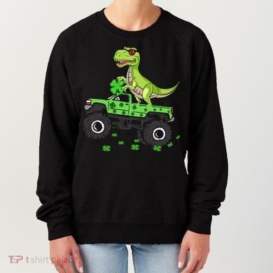 St Patricks Day Boy Dinosaur Monster Turck Trex Women's Sweatshirt
