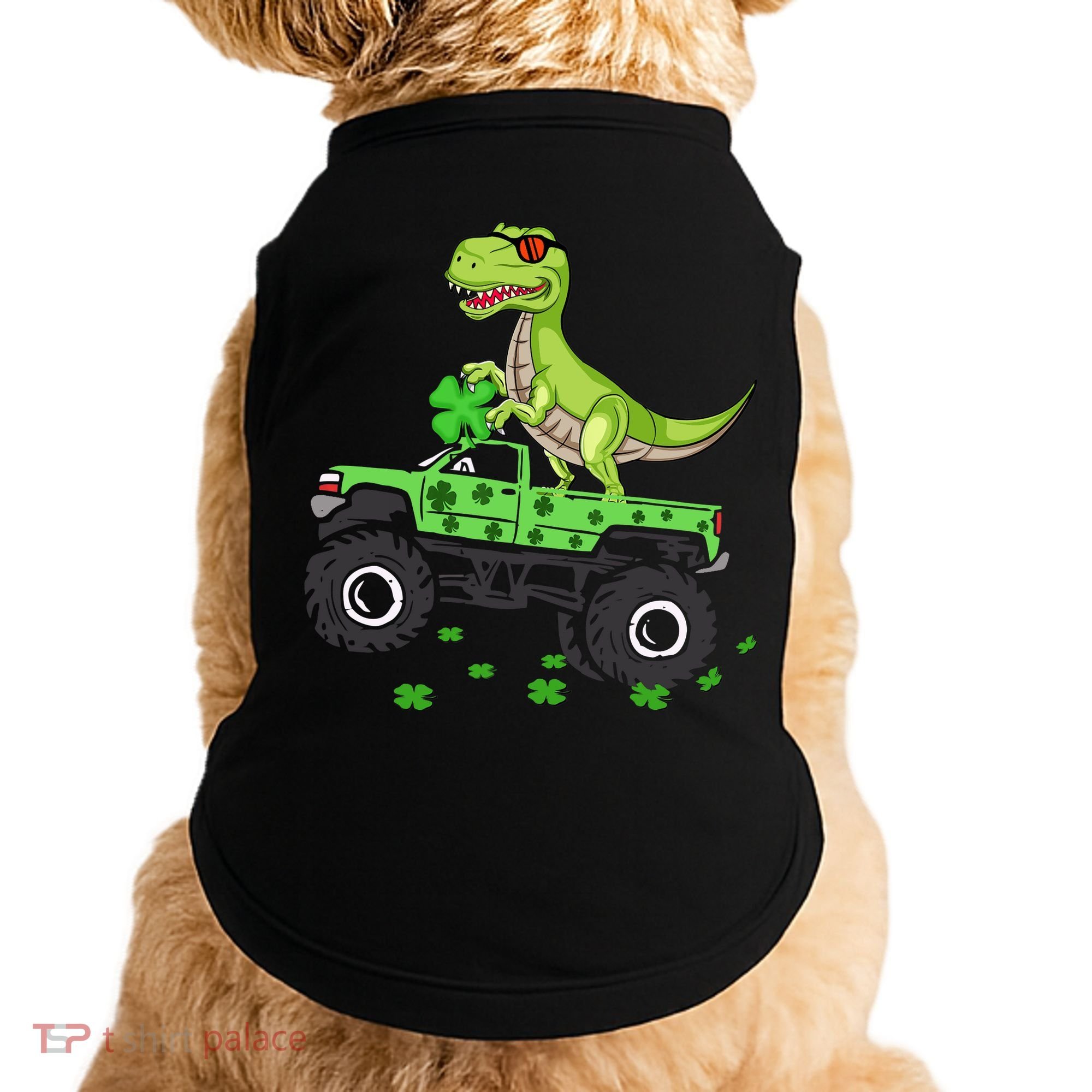 St Patricks Day Boy Dinosaur Monster Turck Trex Doggie Tank