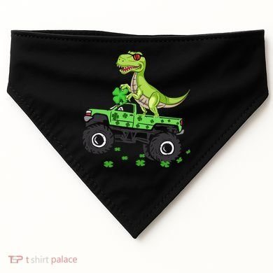 St Patricks Day Boy Dinosaur Monster Turck Trex USA-Made Doggie Bandana