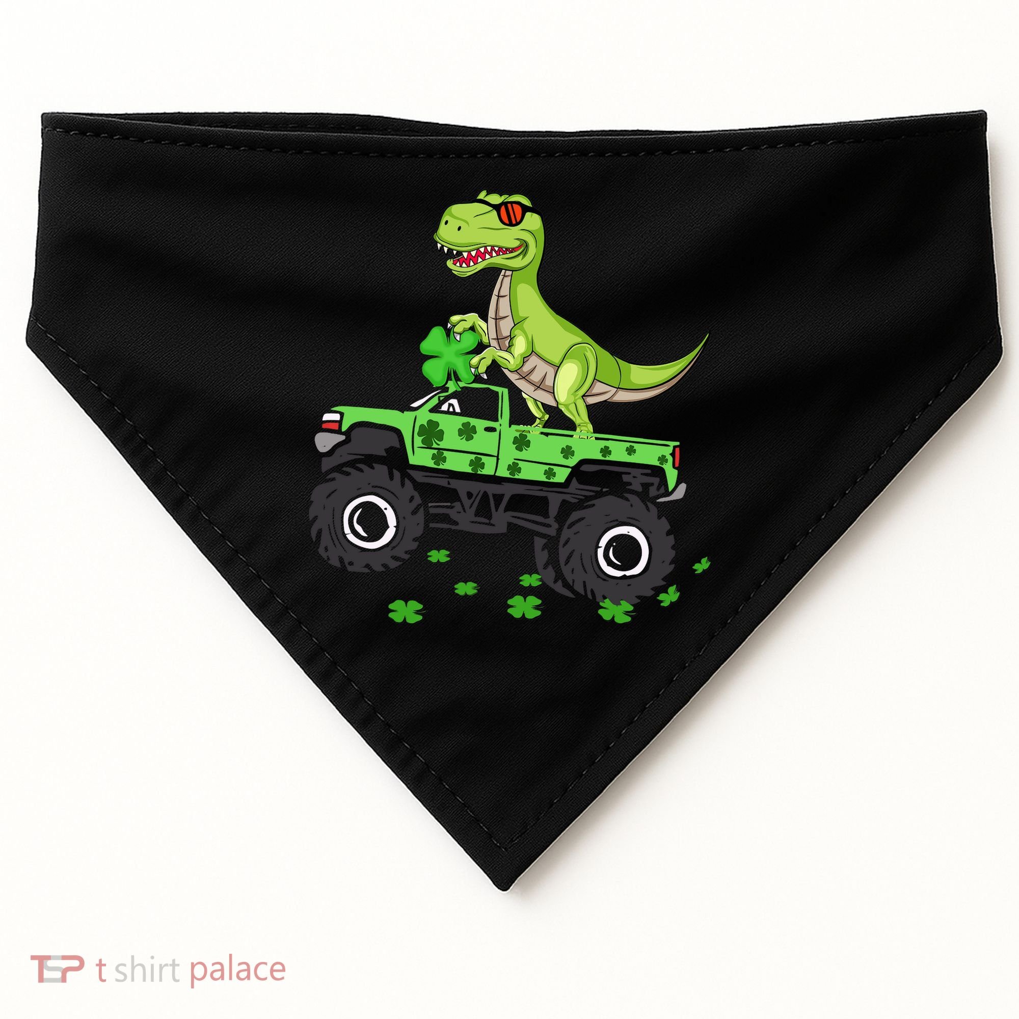 St Patricks Day Boy Dinosaur Monster Turck Trex USA-Made Doggie Bandana