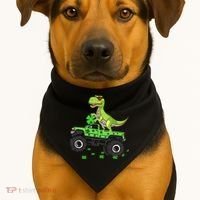 St Patricks Day Boy Dinosaur Monster Turck Trex USA-Made Doggie Bandana thumb 1