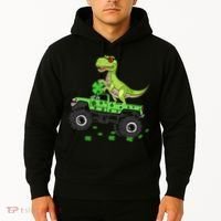 St Patricks Day Boy Dinosaur Monster Turck Trex Hoodie thumb 2