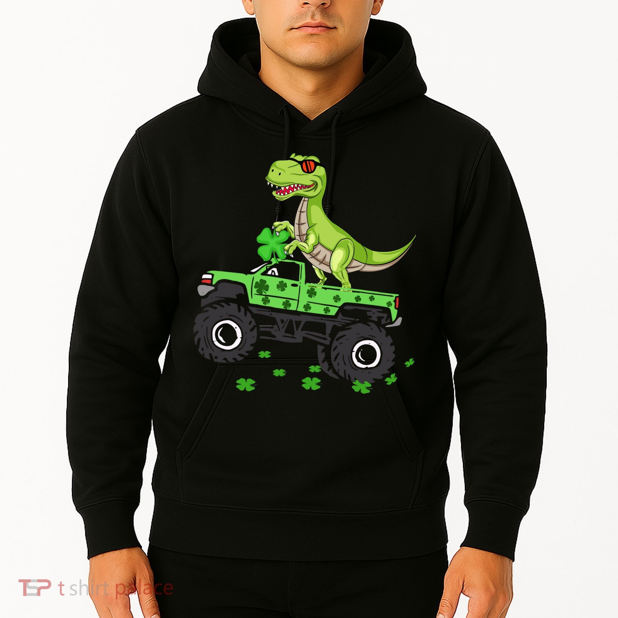 St Patricks Day Boy Dinosaur Monster Turck Trex Hoodie