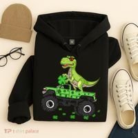 St Patricks Day Boy Dinosaur Monster Turck Trex Hoodie thumb 4