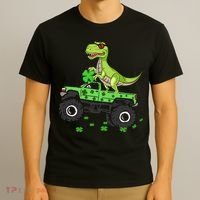 St Patricks Day Boy Dinosaur Monster Turck Trex T-Shirt thumb 3