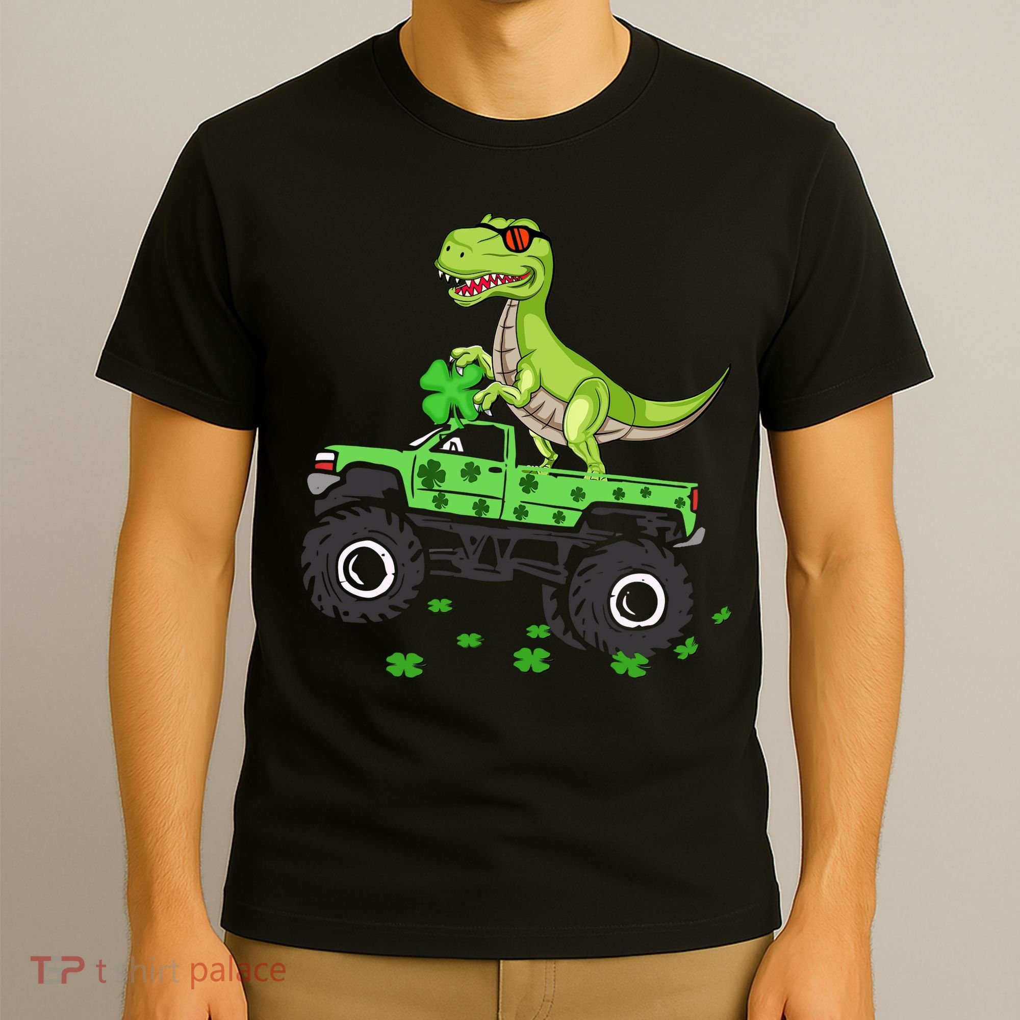 St Patricks Day Boy Dinosaur Monster Turck Trex T-Shirt