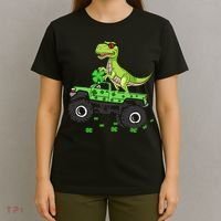 St Patricks Day Boy Dinosaur Monster Turck Trex T-Shirt thumb 4