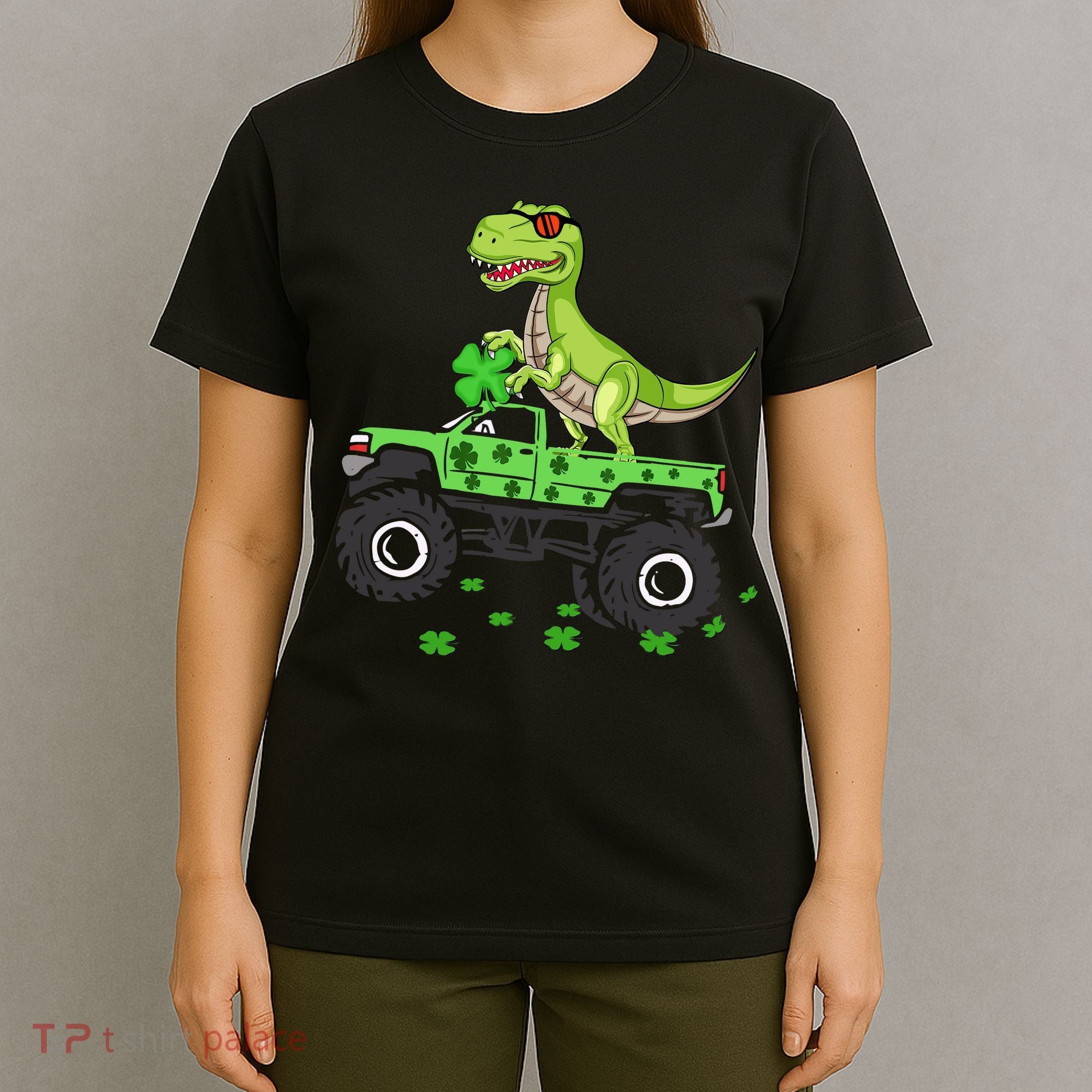 St Patricks Day Boy Dinosaur Monster Turck Trex T-Shirt