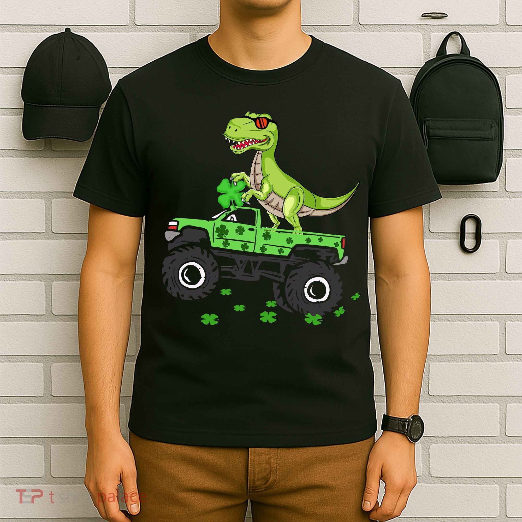 St Patricks Day Boy Dinosaur Monster Turck Trex T-Shirt