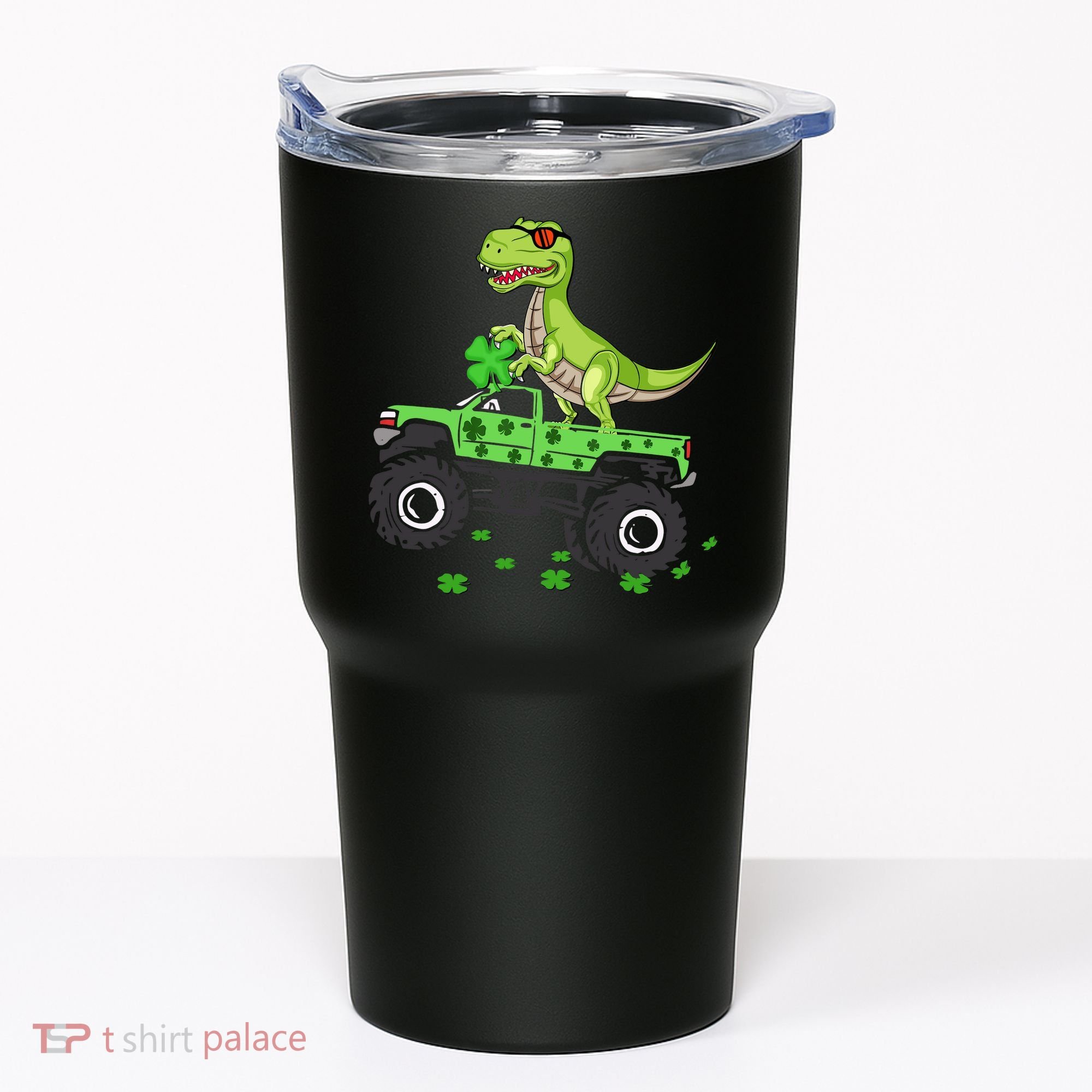 St Patricks Day Boy Dinosaur Monster Turck Trex Tumbler