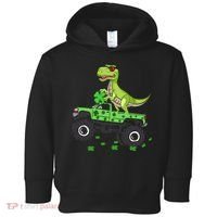 St Patricks Day Boy Dinosaur Monster Turck Trex Toddler Hoodie thumb 0