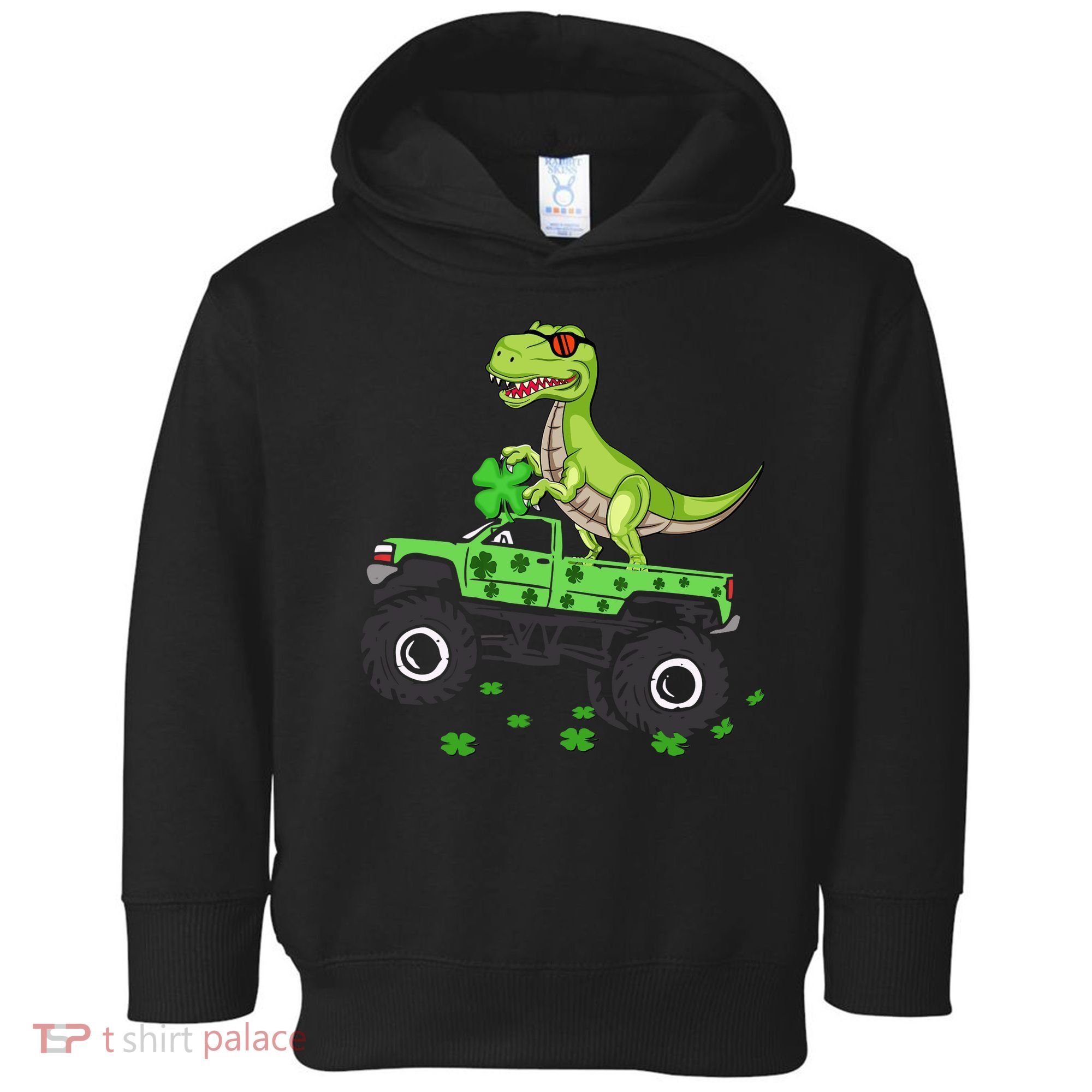 St Patricks Day Boy Dinosaur Monster Turck Trex Toddler Hoodie