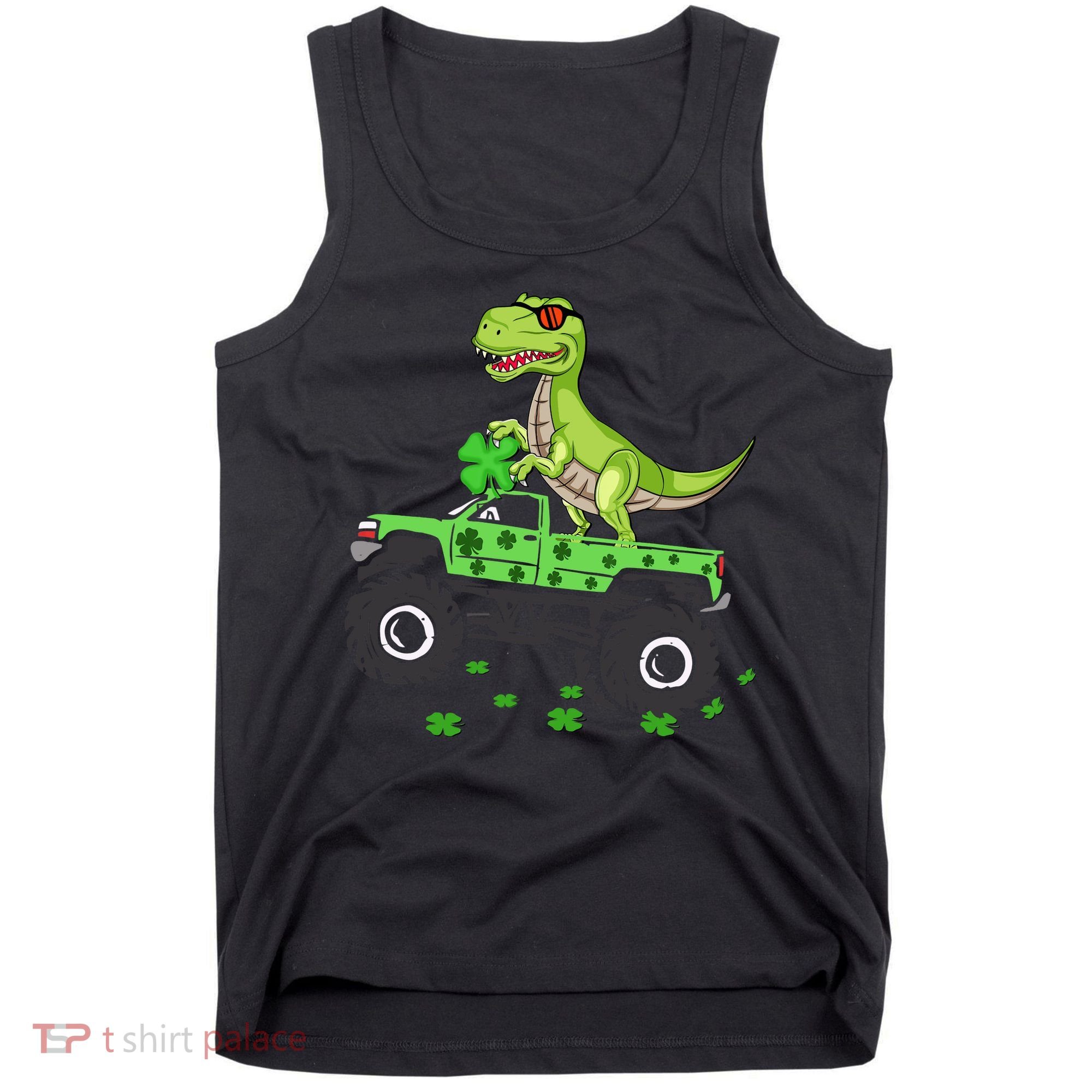 St Patricks Day Boy Dinosaur Monster Turck Trex Tank Top