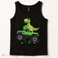 St Patricks Day Boy Dinosaur Monster Turck Trex Tank Top thumb 2