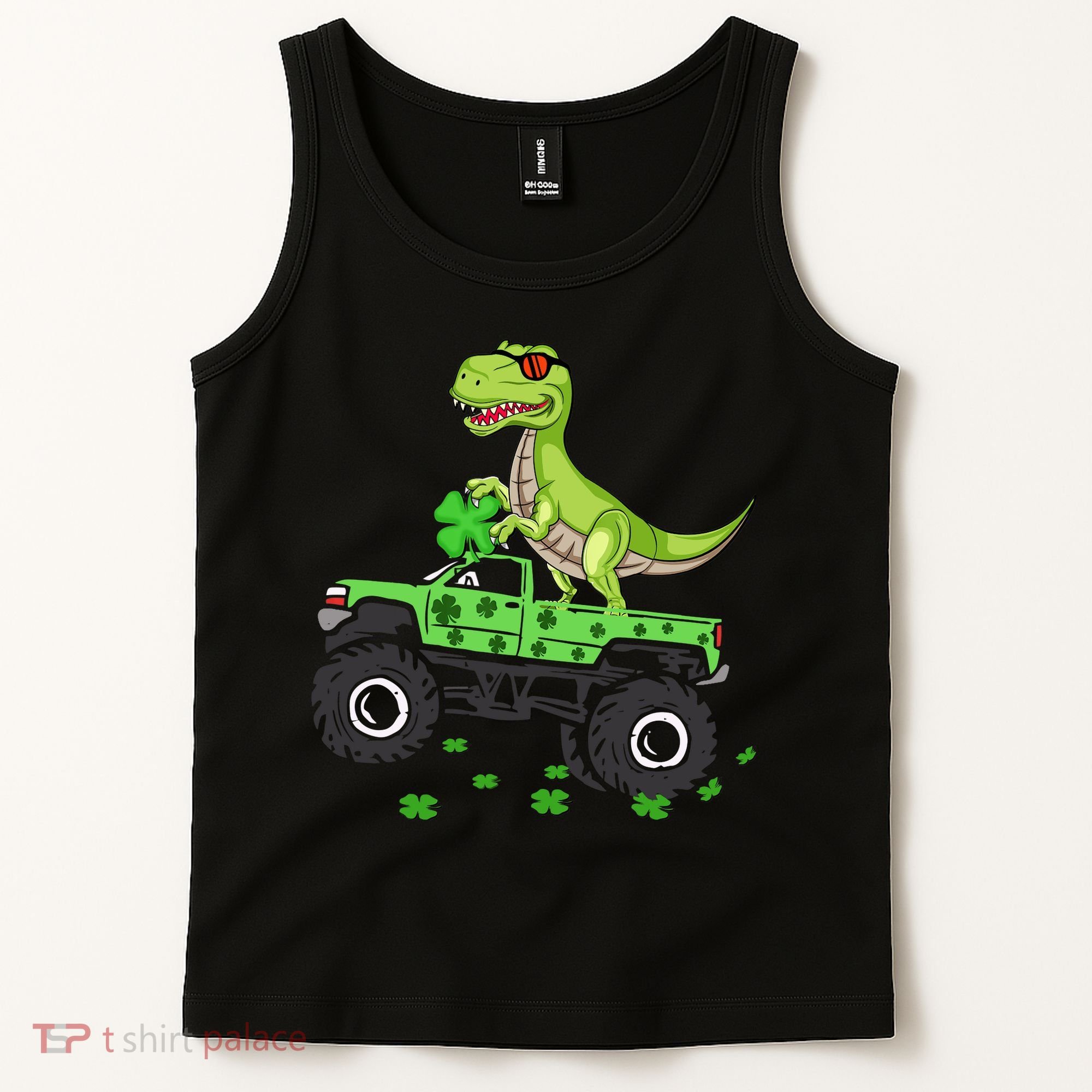St Patricks Day Boy Dinosaur Monster Turck Trex Tank Top