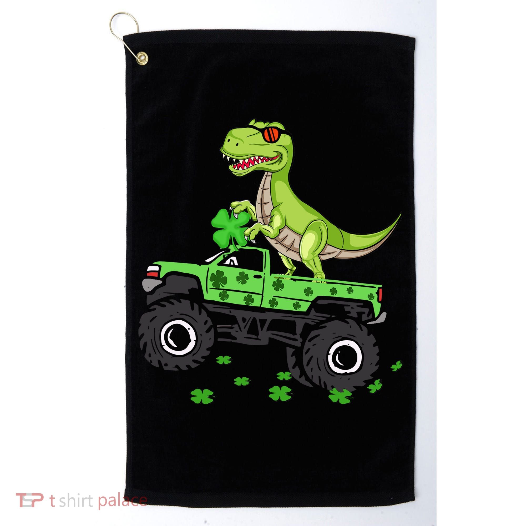 St Patricks Day Boy Dinosaur Monster Turck Trex Golf Towel