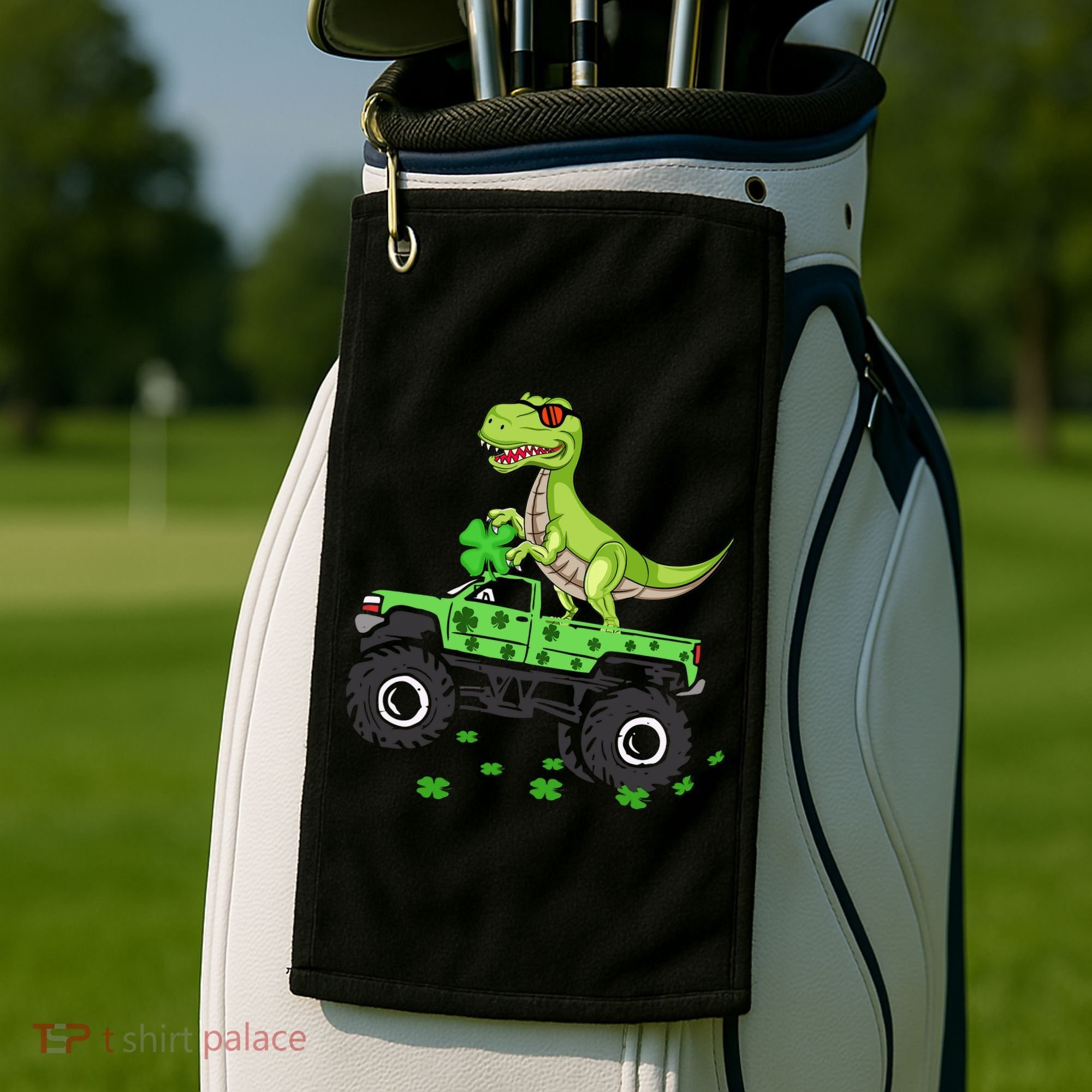 St Patricks Day Boy Dinosaur Monster Turck Trex Golf Towel