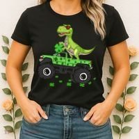 St Patricks Day Boy Dinosaur Monster Turck Trex Women's T-Shirt thumb 2