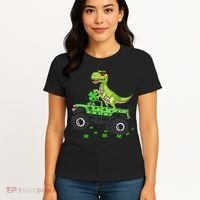 St Patricks Day Boy Dinosaur Monster Turck Trex Women's T-Shirt thumb 4