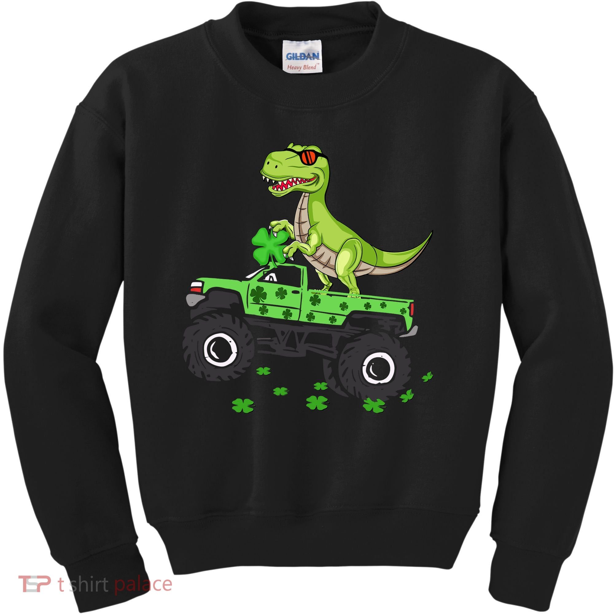 St Patricks Day Boy Dinosaur Monster Turck Trex Kids Sweatshirt