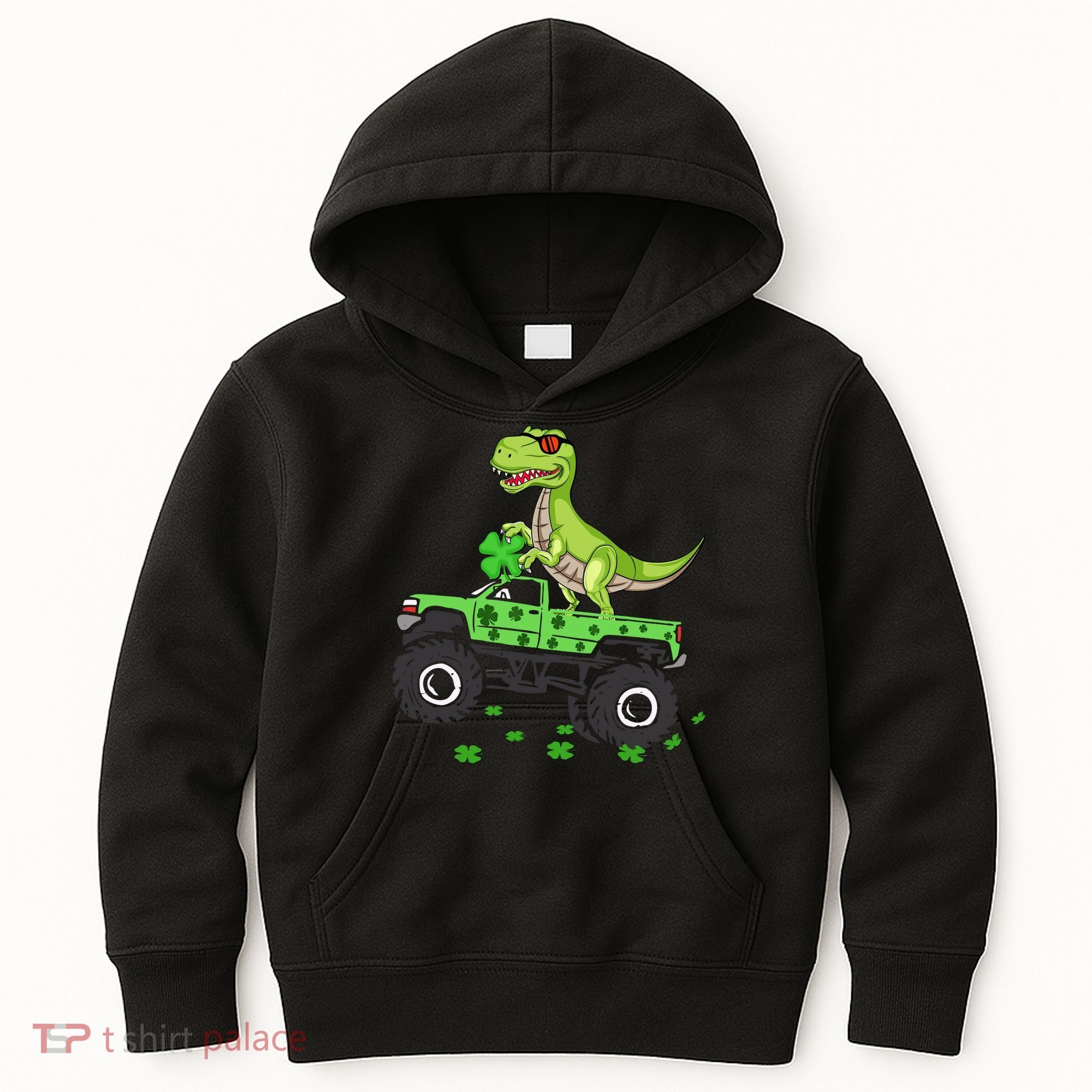 St Patricks Day Boy Dinosaur Monster Turck Trex Kids Hoodie