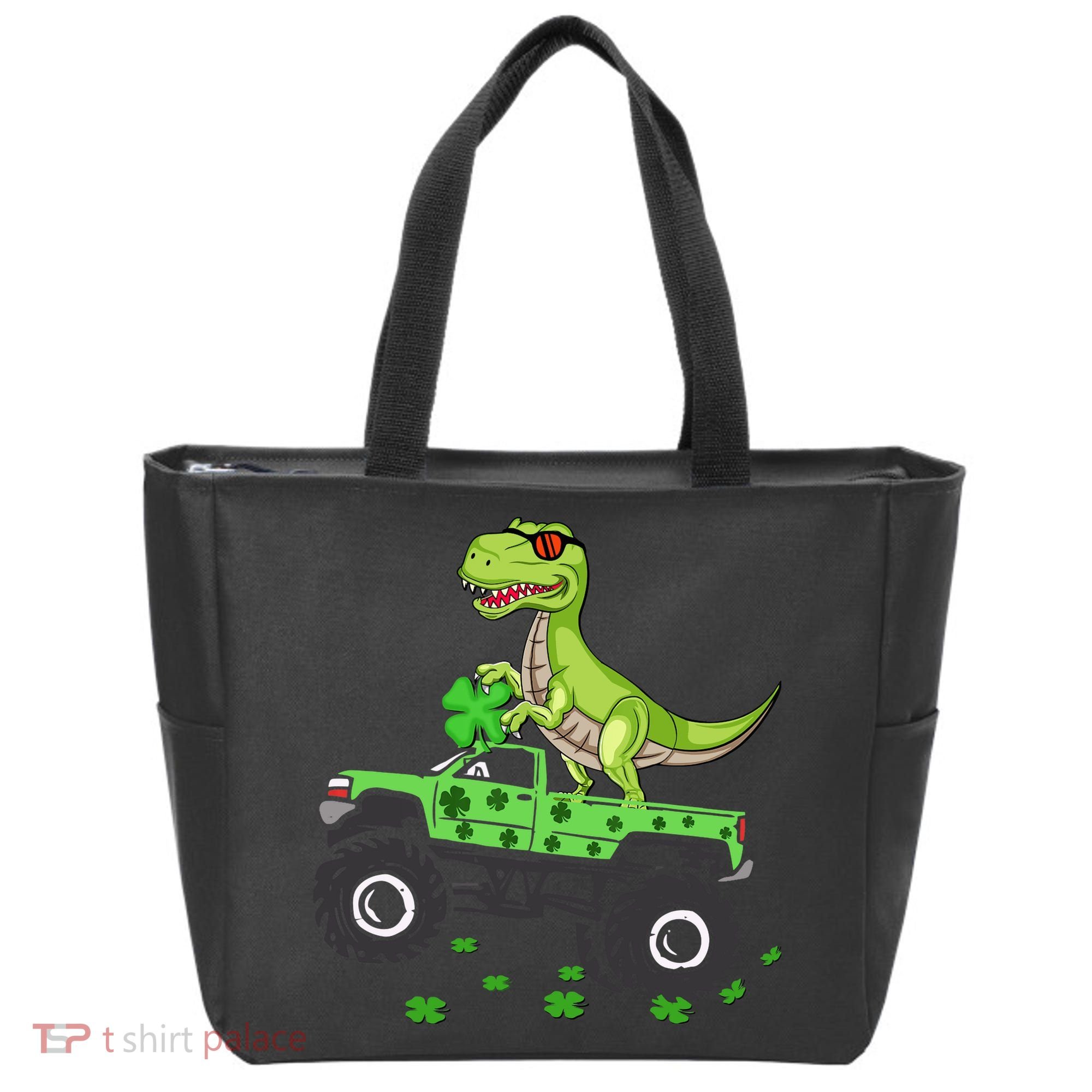St Patricks Day Boy Dinosaur Monster Turck Trex Tote Bag