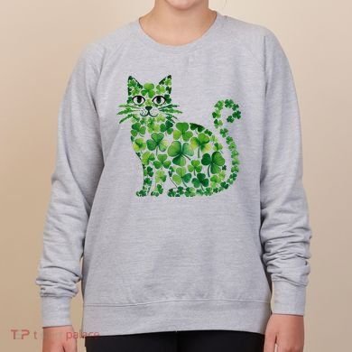 St Patrick's Day Lucky Shamrock Clover Cat Women's Sweatshirt