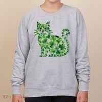 St Patrick's Day Lucky Shamrock Clover Cat Women's Sweatshirt thumb 0