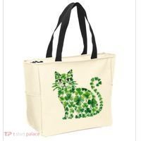 St Patrick's Day Lucky Shamrock Clover Cat Tote Bag thumb 2