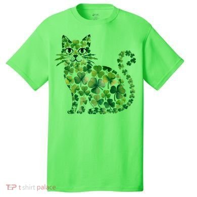 St Patrick's Day Lucky Shamrock Clover Cat T-Shirt