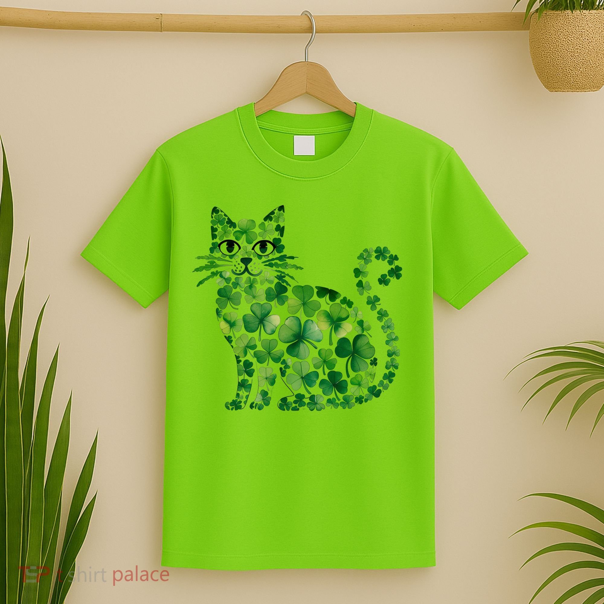 St Patrick's Day Lucky Shamrock Clover Cat T-Shirt