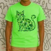 St Patrick's Day Lucky Shamrock Clover Cat T-Shirt thumb 3