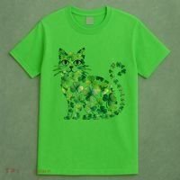 St Patrick's Day Lucky Shamrock Clover Cat T-Shirt thumb 4