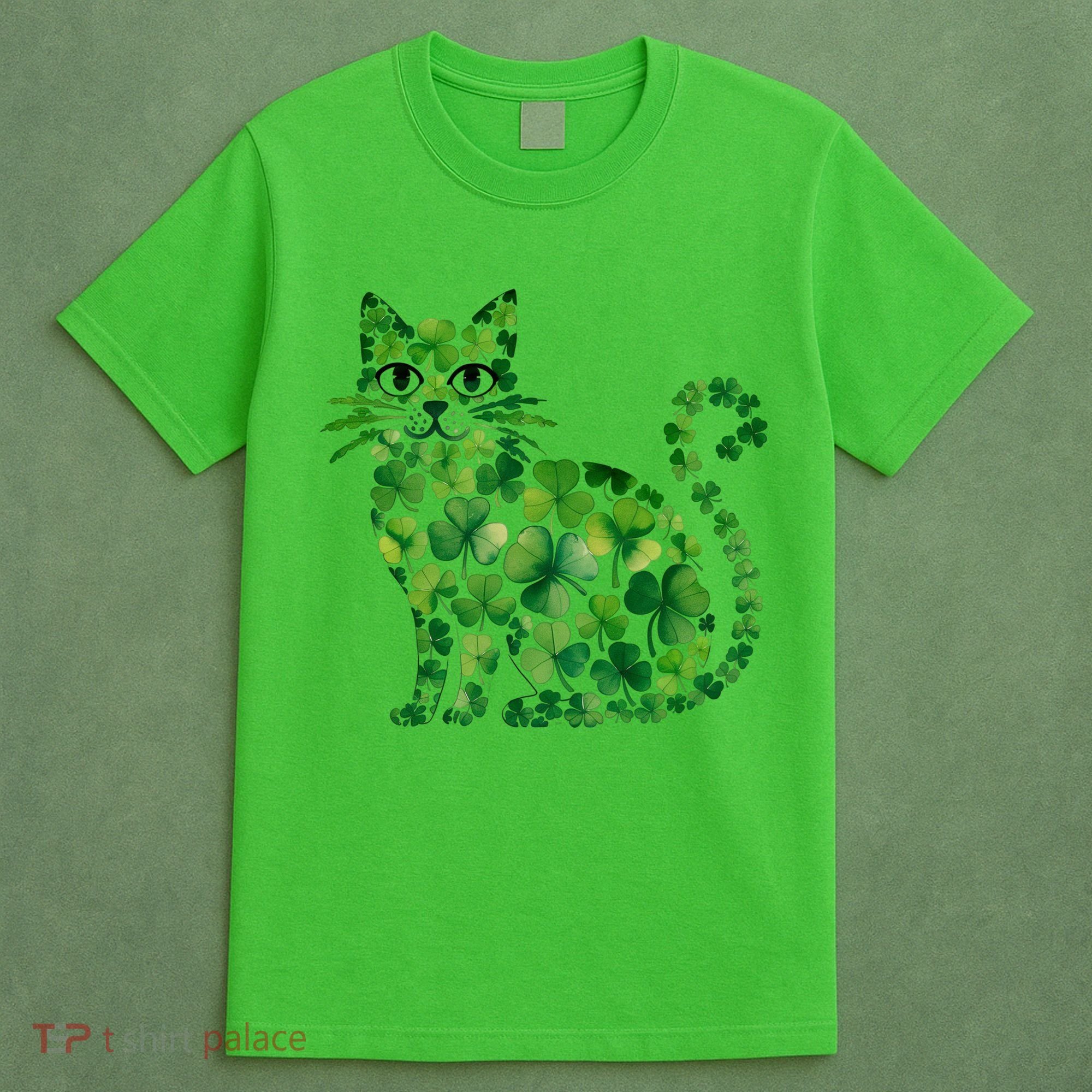 St Patrick's Day Lucky Shamrock Clover Cat T-Shirt