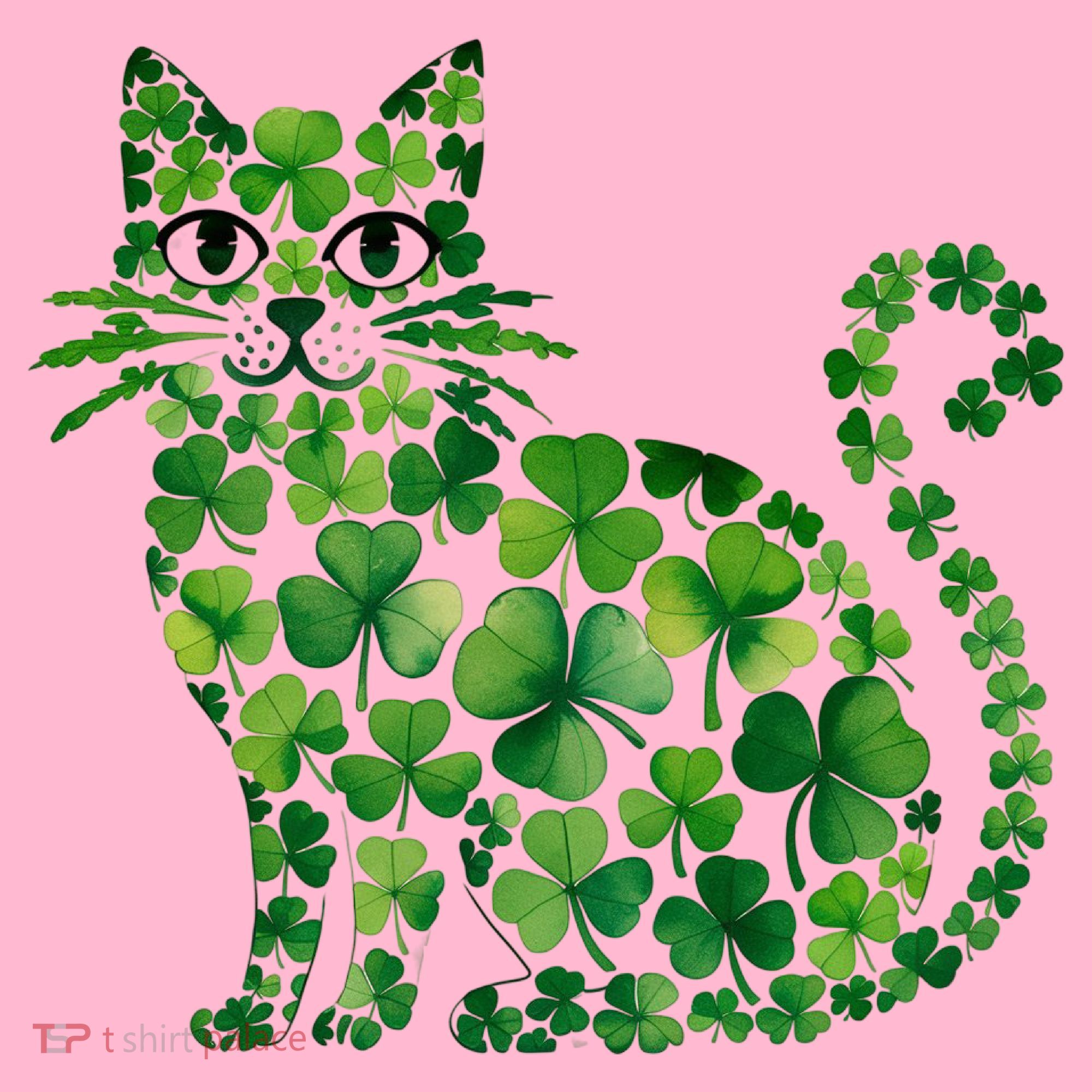 St Patrick's Day Lucky Shamrock Clover Cat Coaster