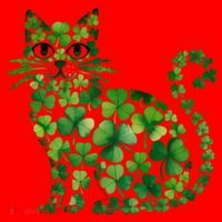 St Patrick's Day Lucky Shamrock Clover Cat Santa Hat thumb 1