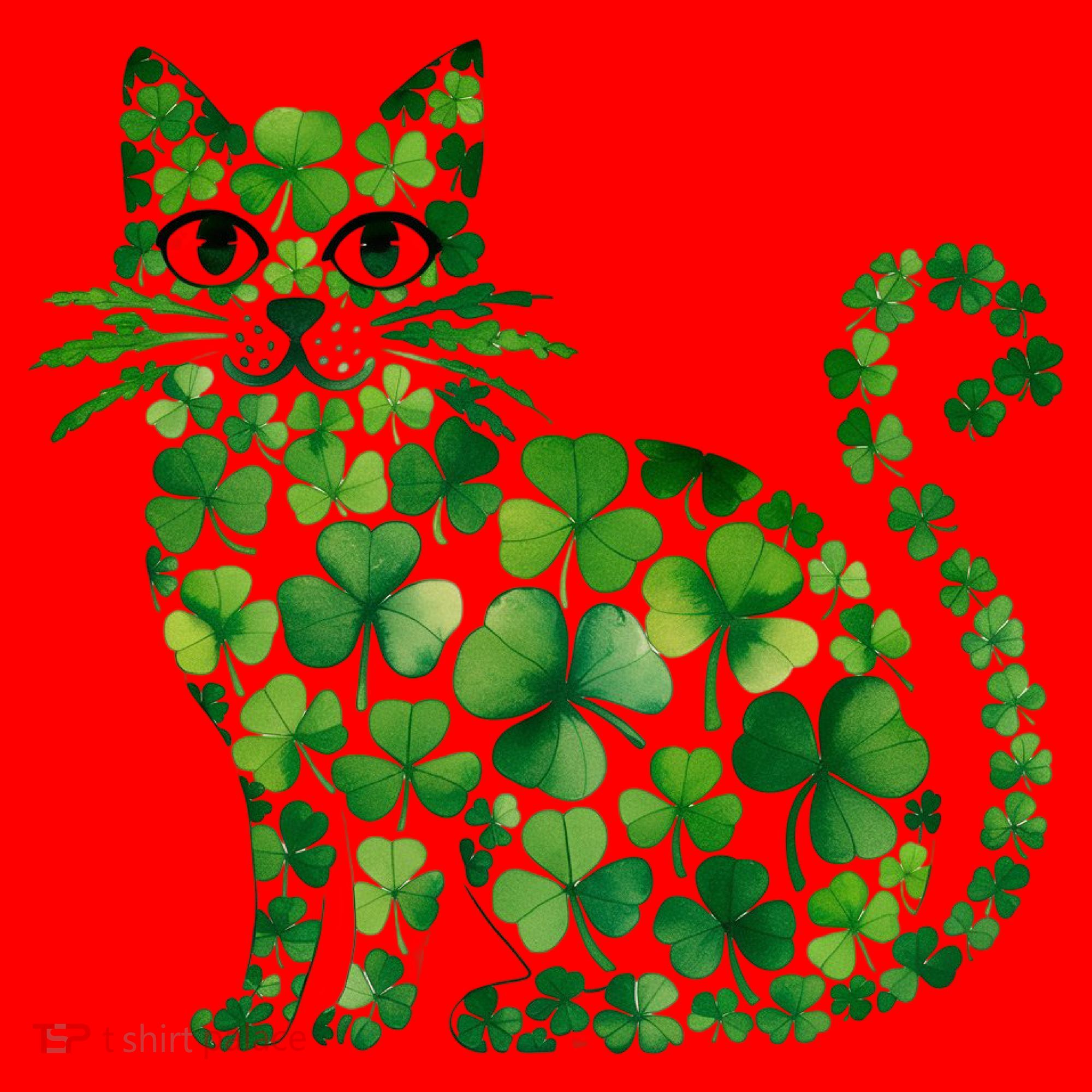 St Patrick's Day Lucky Shamrock Clover Cat Santa Hat