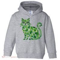 St Patrick's Day Lucky Shamrock Clover Cat Toddler Hoodie thumb 0