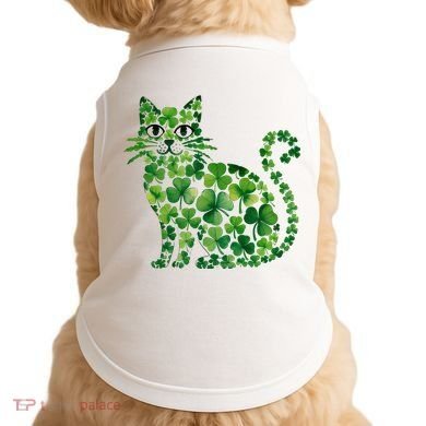 St Patrick's Day Lucky Shamrock Clover Cat Doggie Tank