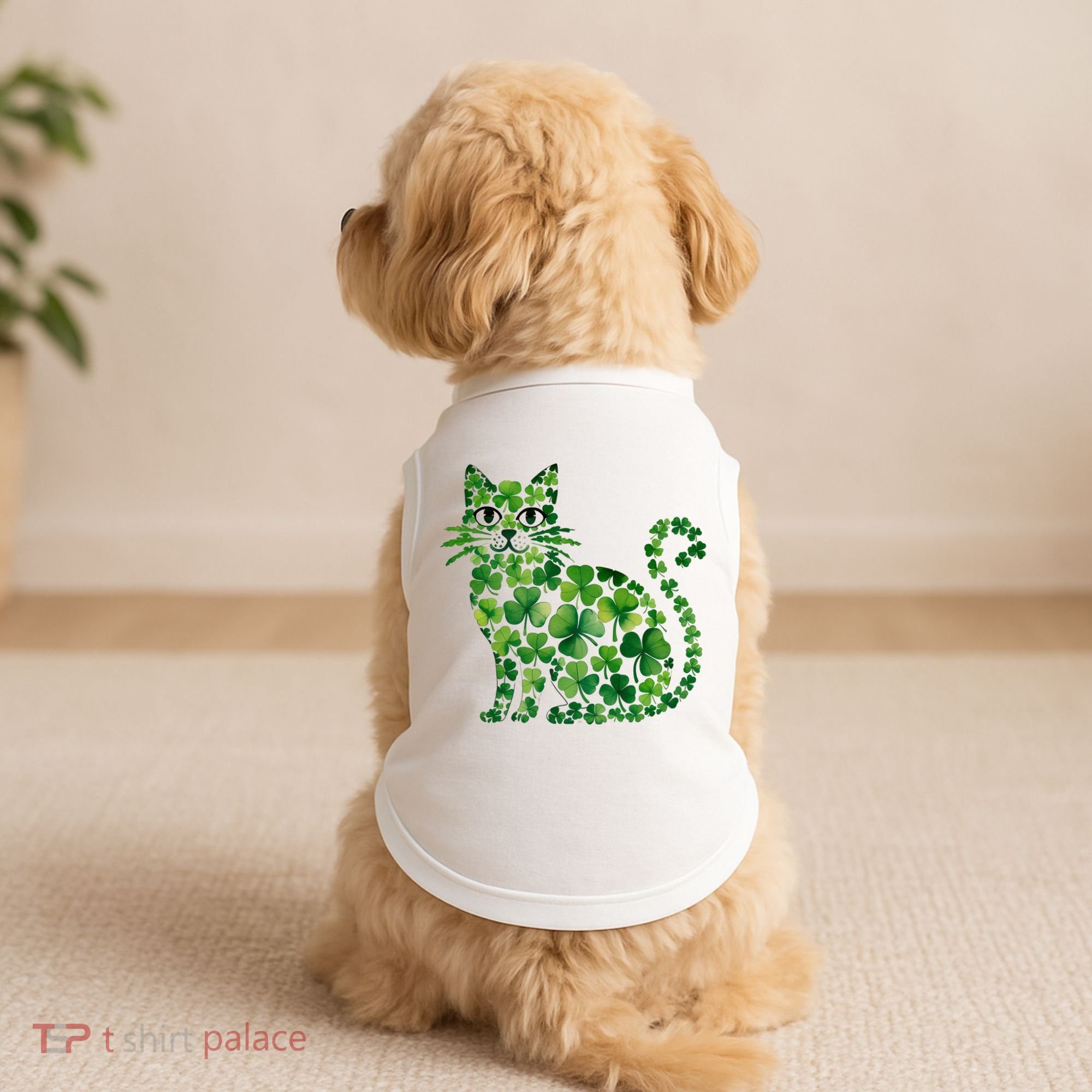 St Patrick's Day Lucky Shamrock Clover Cat Doggie Tank