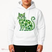 St Patrick's Day Lucky Shamrock Clover Cat Hoodie thumb 2