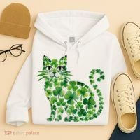 St Patrick's Day Lucky Shamrock Clover Cat Hoodie thumb 4