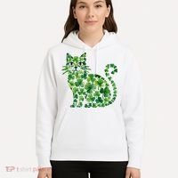 St Patrick's Day Lucky Shamrock Clover Cat Hoodie thumb 5