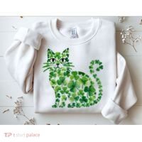 St Patrick's Day Lucky Shamrock Clover Cat Sweatshirt thumb 2